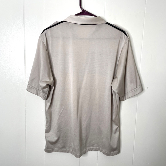 Vintage Oleg Cassini Geometric Polo Shirt L Y2K 90s Retro Gray Streetwear - Picture 2 of 8